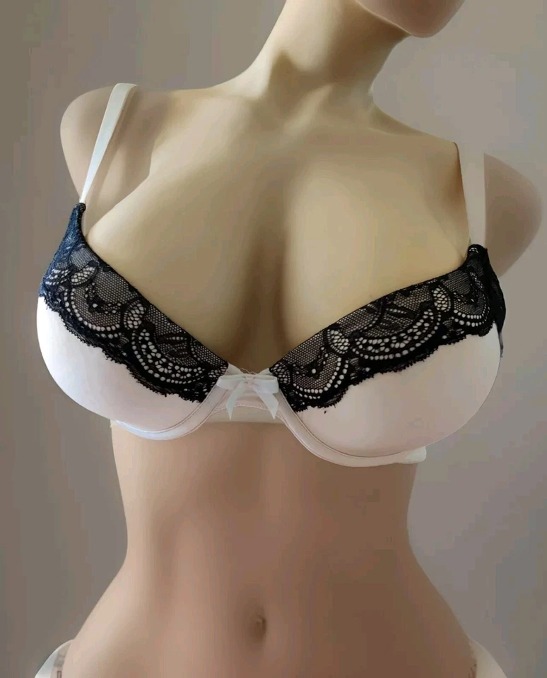 Bügel BH mit Spitze von Hunkemöller schwarz/weiß Gr.75D w. NEU - Bild 1 von 4