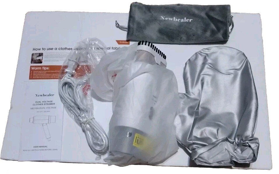 Newbealer 1200W Handheld Steamer – 2 Steam Levels, Dry Ironing, Foldable, 180ml Tank, 1.5lbs Light (120V)