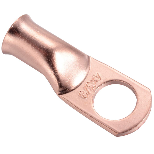 10 Pack 1/0 AWG Pure Copper Ring Terminals - 3/8" Hole, Heavy-Duty Battery/Lug Connectors
