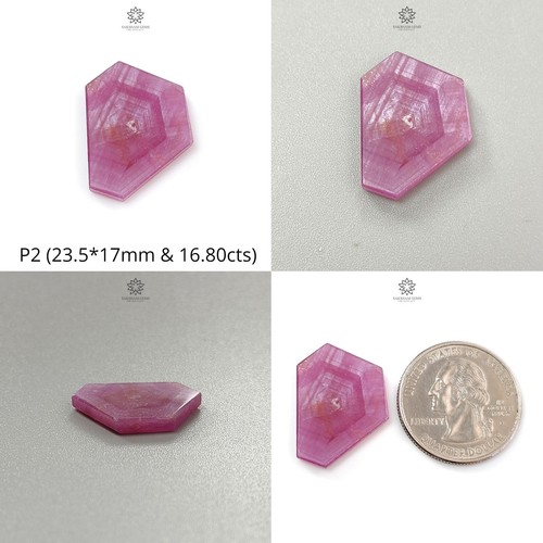 Piedra preciosa de zafiro rosa brillo 100 % natural con forma hexagonal 1 pieza para joyería - Imagen 12 de 13
