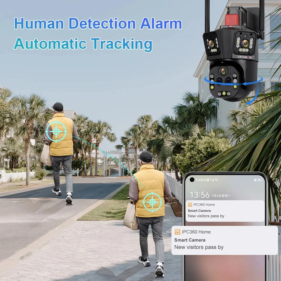 10K home WiFi IP Camera Five Len 20X Zoom 360° Surveillance Ai Tracking CCTV Cam - Image 3 of 4