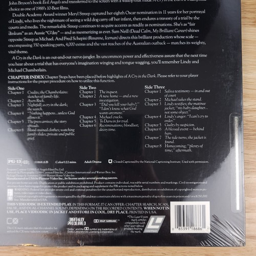 A Cry In The Dark Laserdisc LD Movie Extended Play Warner Home Video Sealed - Picture 9 of 13