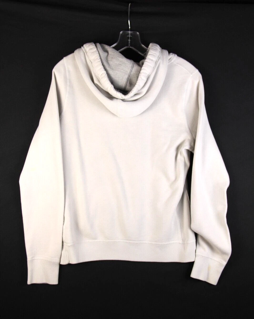 OFF WHITE Felpa con cappuccio vintage Y2K Abercrombie & Fitch donna grande crema logo collo diviso invecchiata