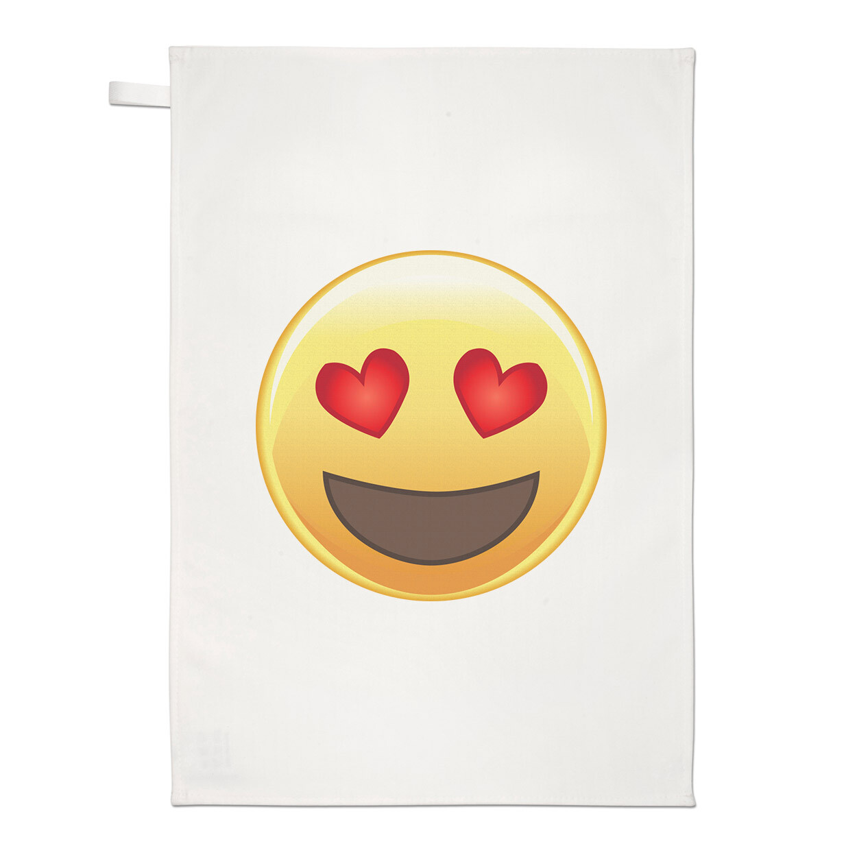 Love Heart Eyed Emoji Tea Towel Dish Cloth - Smiley Face Funny