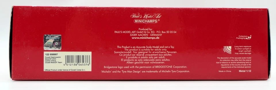 MINICHAMPS 1/12 CARLOS CHECA 2005 SUR DUCATI DESMOSEDICI MOTO GP 122050007 NEW - Photo 3/3