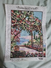 Scenic Needlepoint Garden Tree Yard Canvas Cotton 30 x 40 cm NEW 15.5 X 11.5 in