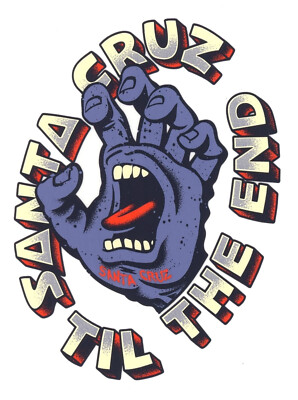 Santa Cruz Skateboard Sticker Lila Rot Grau Beige Transparent 9,5x11,5cm Oval