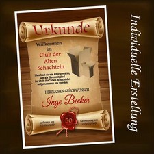 Urkunde " Club der alten Schachteln " Jeder Geburtstag möglich Deko Geschenk D2