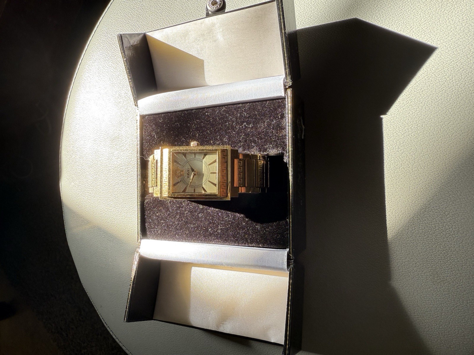 Versace Gold Rectangular Swiss Made Sapphire Crys… - image 4