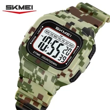 SKMEI Men Watch Square Digital LED Wristwatch Student Boy Girl Alarm Sport Watch