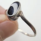 Black Onyx Inlay Twisted Ring Size 13 3/4 Sterling Silver 925 Vintage