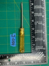 Vintage 6.25" Long Pointed AWL Screwdriver with Yellow Hard Handle, Made In USA