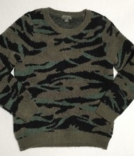 Barefoot Dreams Cozy Chic Crewneck Pullover Sweater Small Seaside Camo Green