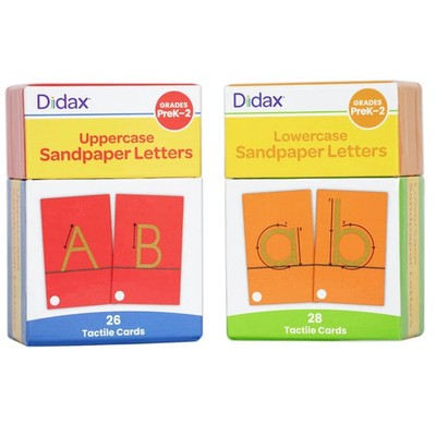 Didax Sandpaper Letters Boxed Set - 54 Tactile Alphabet Cards for Grades Pre BO