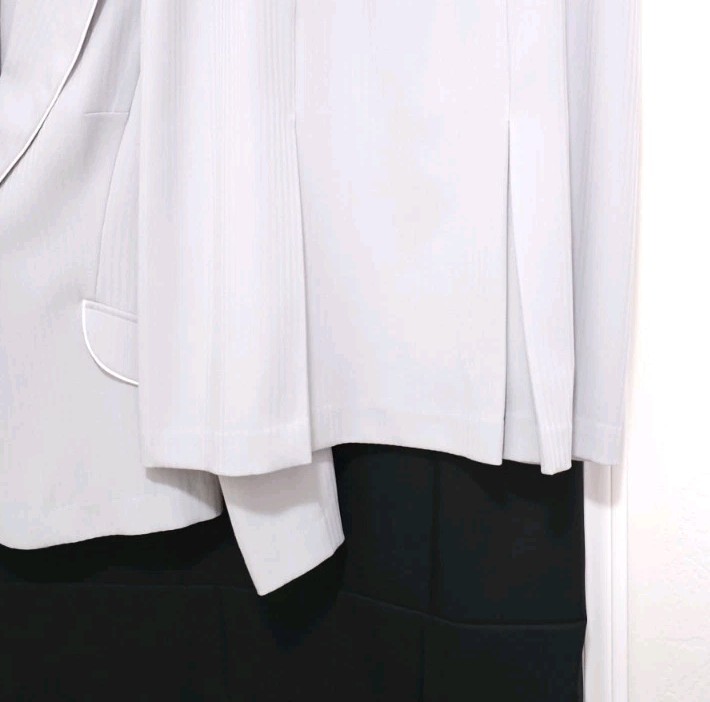 VTG KC Spencer 2pc Suit SET Pleated Skirt & Jacket 10 Medium Lt Gray Pinstriped