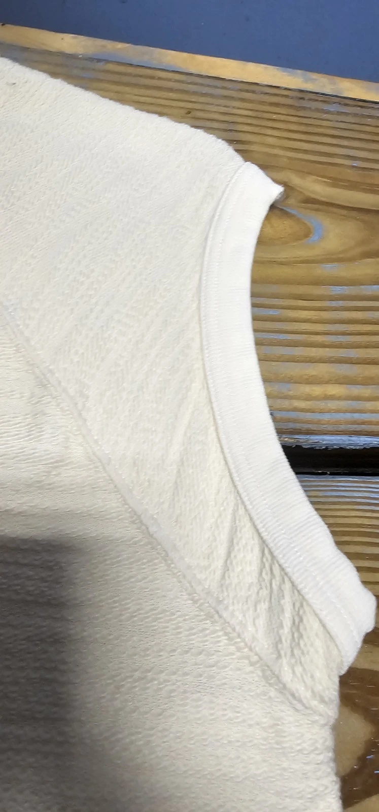 OFF WHITE Felpa universale filo senza maniche testurizzata top bianco sporco taglie forti large