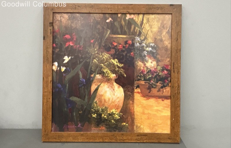 Art Fronckowiak Floral Garden Still Life Painting 27x27 Signed Impressionist