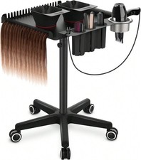 Metal Rolling Salon Tray Cart W/ Magnetic Color Bowls Hair Extension Stand