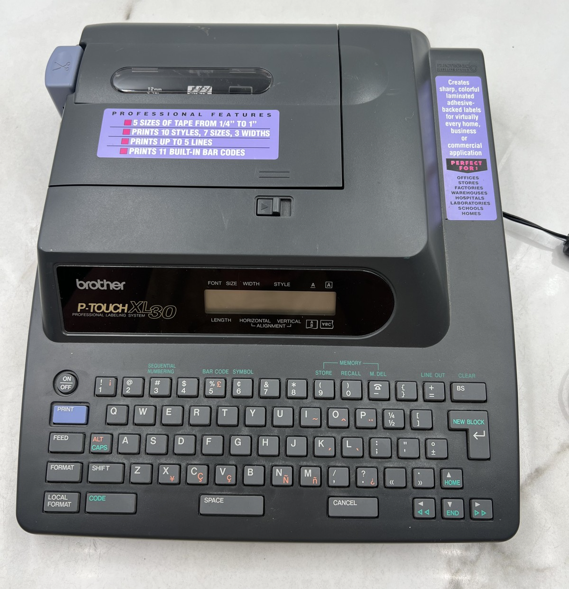 Vintage Brother P-Touch XL30 Label Maker PT-30 Japan 12mm Tape