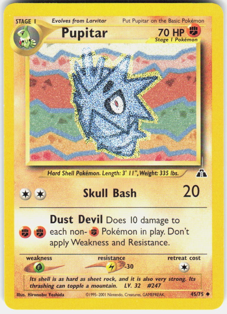 Pupitar 45/75 Uncommon Neo Discovery Pokemon Unlimited LP