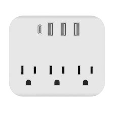 Surge Protector Wall Outlet Extender with 3 Outlets  3 USB Ports 1 Type C
