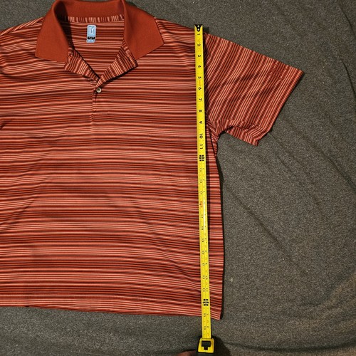 Camicia da golf uomo PGA Tour - Large - a righe rosse/arancioni/nere - Polo NUOVA! - Foto 4 di 9