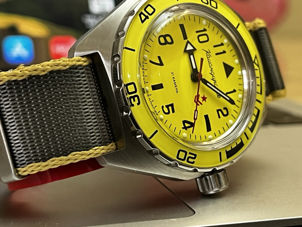 Vostok Komandirskie 650859 Russian Military Watch Automatic Yellow