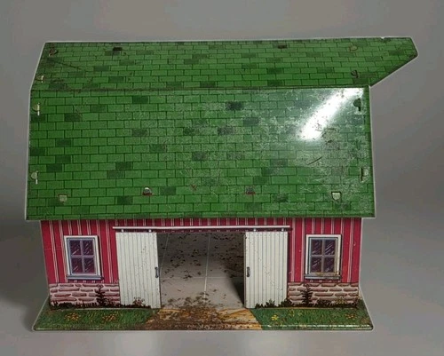 VINTAGE 1950s Marx Toys "Happi Time" Barn Tin Litho