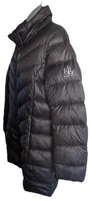 $250 Lauren Ralph Lauren Packable Real Down Coat Quilted Chevron Gray Large EUC!