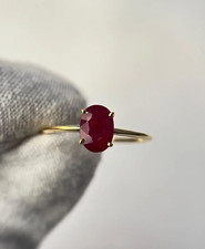 Natural Certified Deep Red Ruby Ring Silver Gold Plated Birthstone Ruby Jewelry