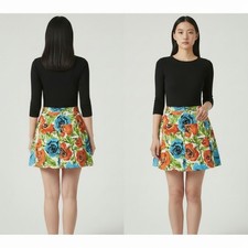 Talbots Floral A-Line Skirt Womens 8 Cotton Colorful Rose Art to Wear Preppy