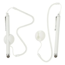 2 Pcs Screen Capacitive Pen with Spring Rope Fixing Dock White