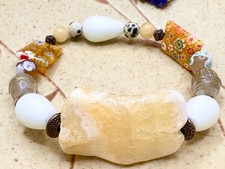 Sunny Calcite bracelet with Sea Glass, Czech ...