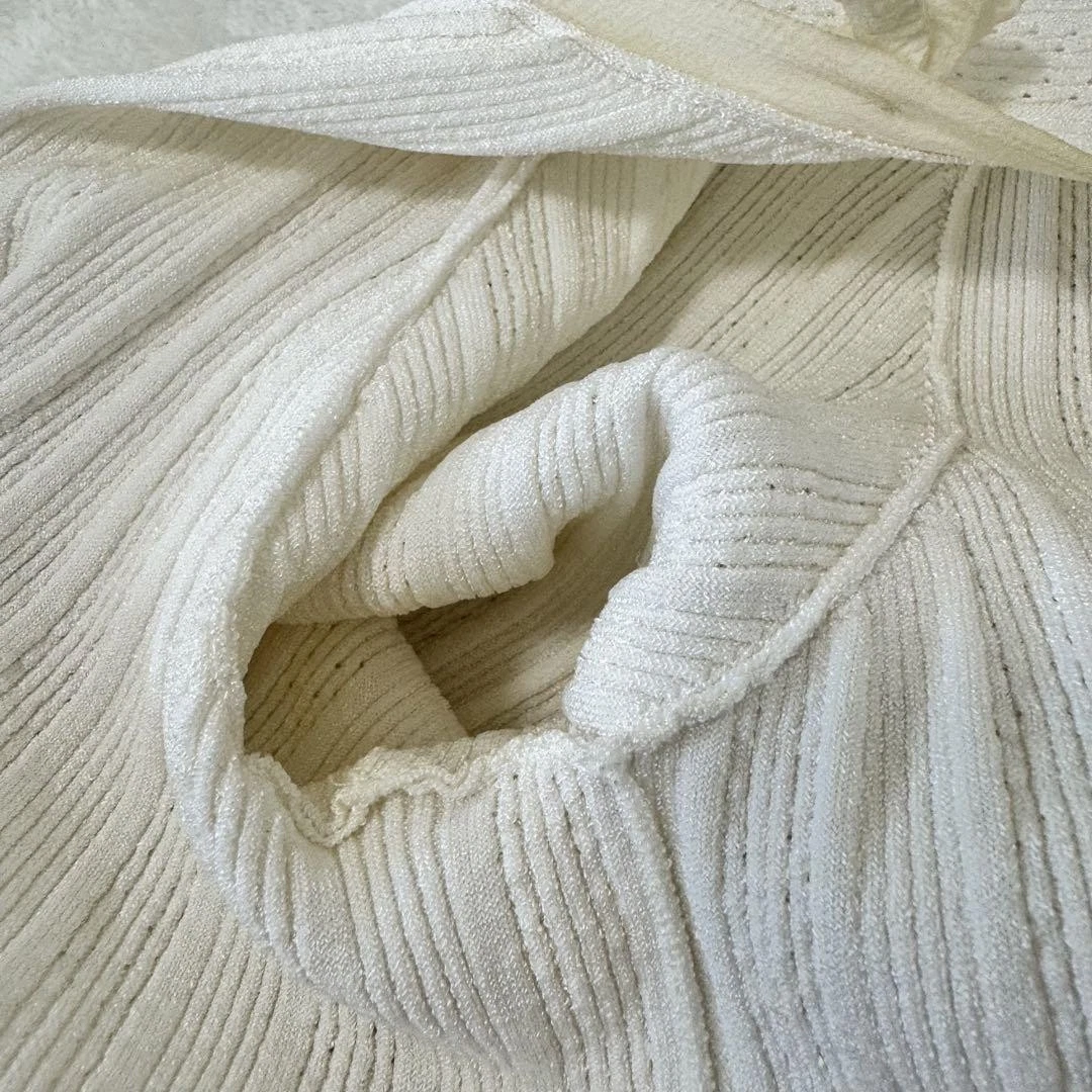 Maglia CHANEL marchio Coco bianca giacca senza colletto nastro raso 40