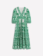 teri jon by rickie freeman embroidered tulle tea dress Boden Women's Ava Linen Blend Midi Dress in Blue main image 1