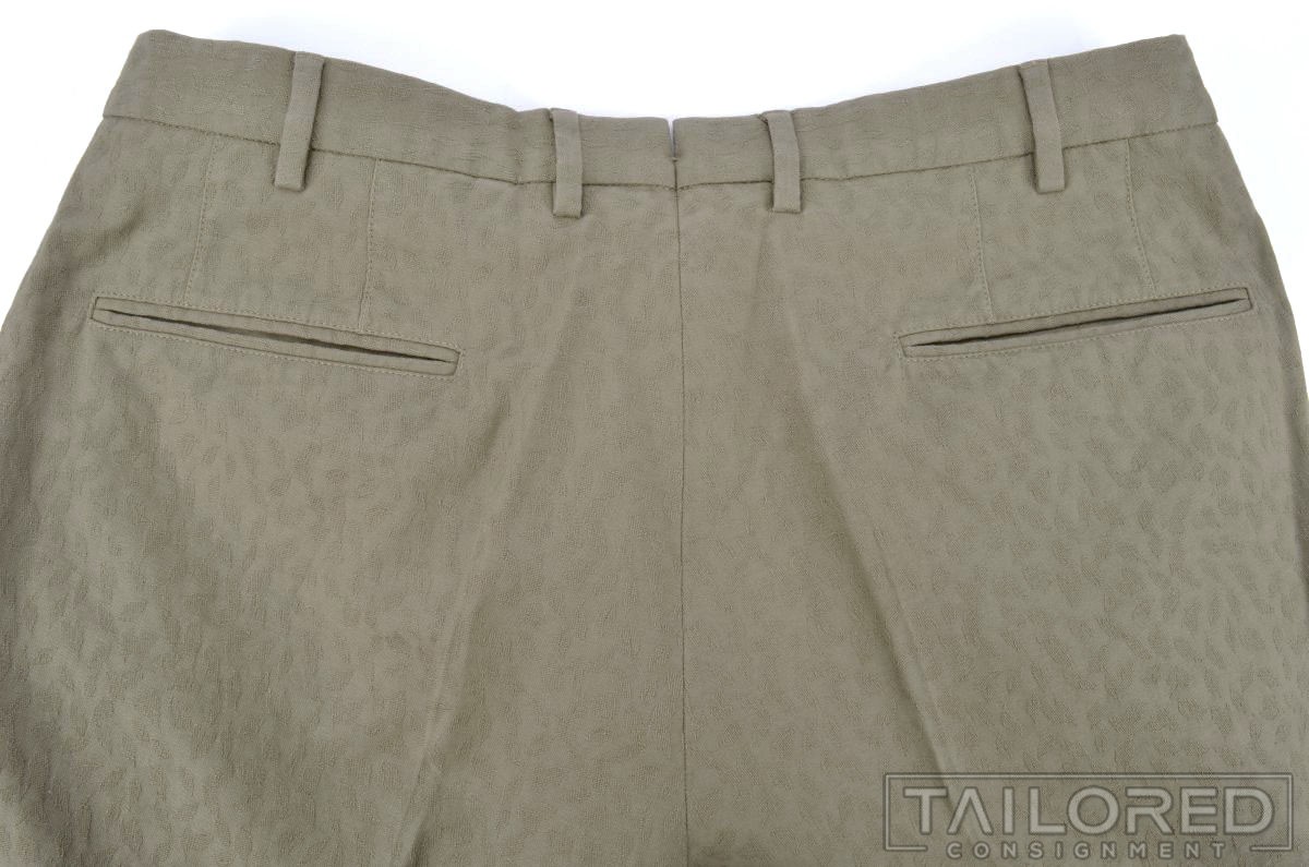 INCOTEX Solid Green Pattern Cotton Luxury Chino P… - image 6