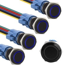 5pcs 16mm Latching led Push Button Switch Black Shell IP65 Waterproof Push Bu...