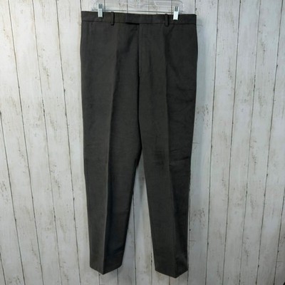 LANVIN Made in Italy Men's 100% Cotton Luxury Dress Trousers Gray Size 34x31
