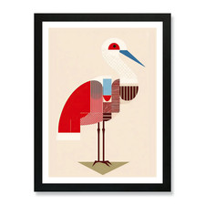 Geometric Red Heron II poster Framed Wall Art Poster Canvas Print Picture