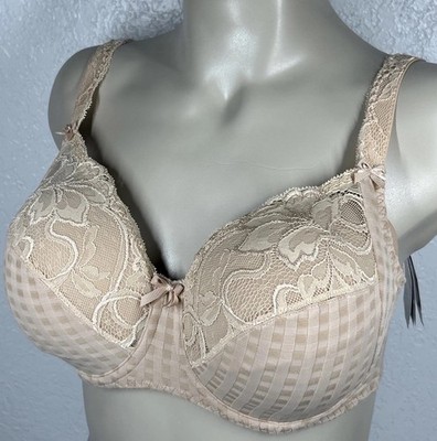 Prima Donna Madison Side Support Wire Bra UK 38D Unpadded Cafe Latte Lace Bows