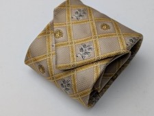 Gianni Versace Silk Tie Medusa Greek Key Beige Gold 3.5" x 57" Vintage Italy #2