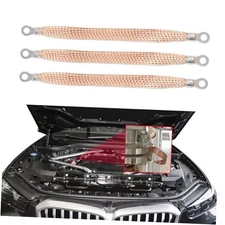 3PCS Automotive Ground Strap, Heavy Duty Engine Braided Copper Ground Strap, 