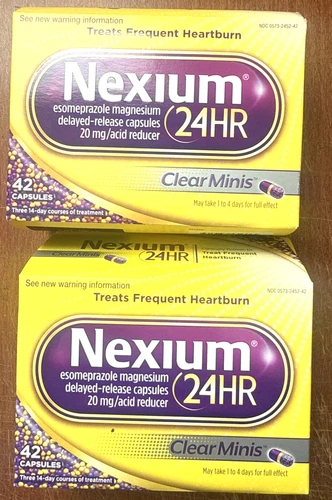 Nexium 24hr CLEAR MINIS Cap Heartburn Relief 20mg 42/ct  *LOT OF 2* Exp: 05/2027