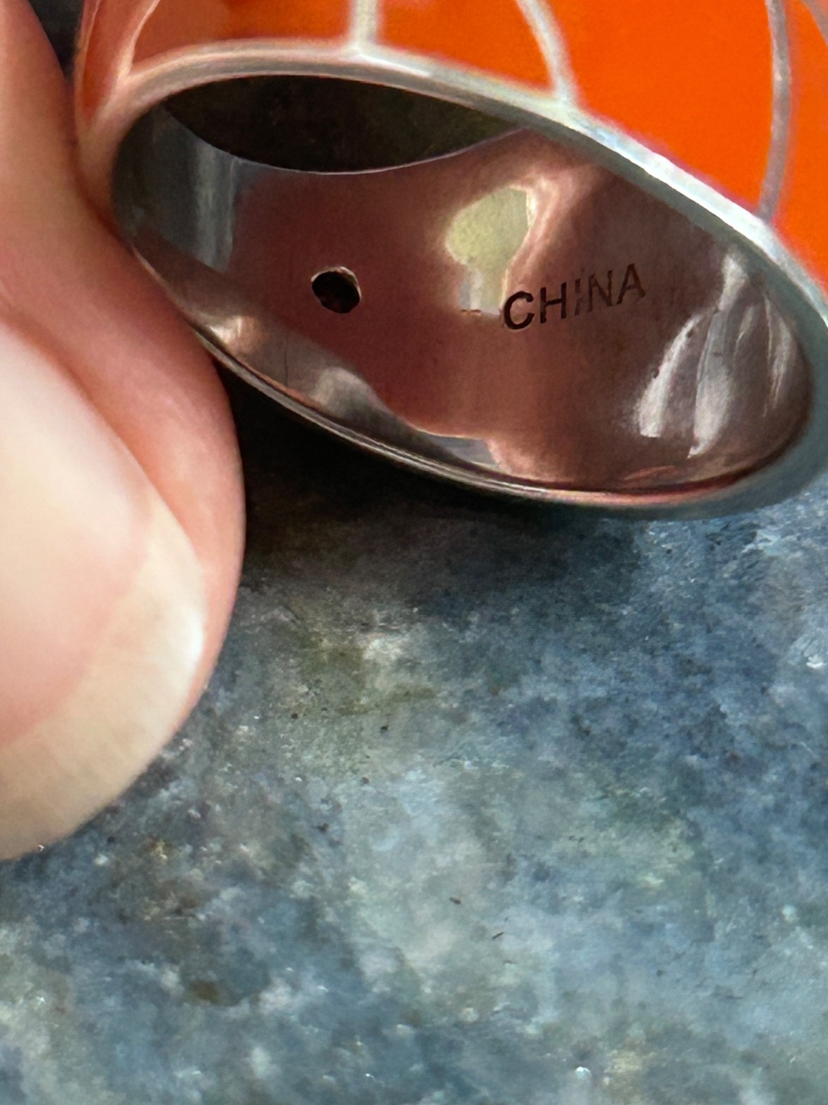 ELLE STERLING SILVER RUBY LARGE ORANGE ENAMEL GEO… - image 15