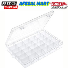 OUTUXED 36 Grids Clear Plastic Organizer Box with Adjustable Compartment Divider