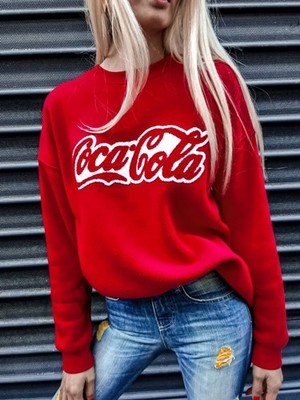 Coca Cola Damen Sweatshirt rot Oversize - Collab Designer - Stickerei - Gr. M/L