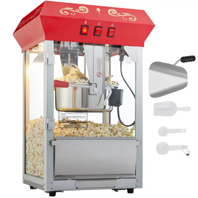 Commercial Popcorn Maker Popper Machine Tempered Glass High Output Countertop HD