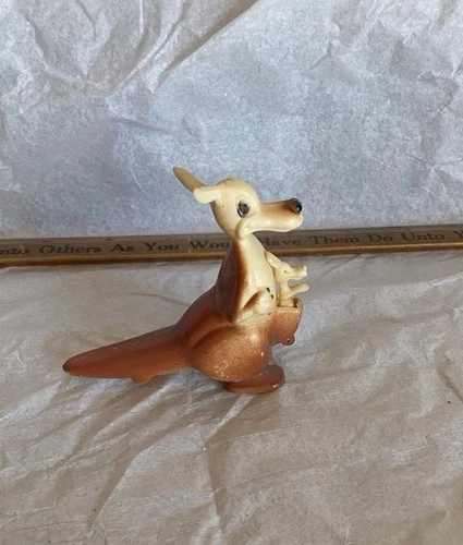 Vintage 1960’s Kangaroo & Joey Table  Ramp  Walker - Plastic Pull Toy Hong Kong