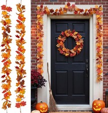 Fall Maple Leaf Garland, 2 Pack, 5.9 ft Each, 11.8 ft Total Thanksgiving decor