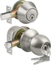 Keyed Same Exterior Door Knob and Single Cylinder Deadbolt Combo Set, Keyed Alik